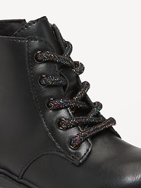 View large product image 5 of 5. Faux-Leather Side-Zip Combat Boots for Toddler Girls