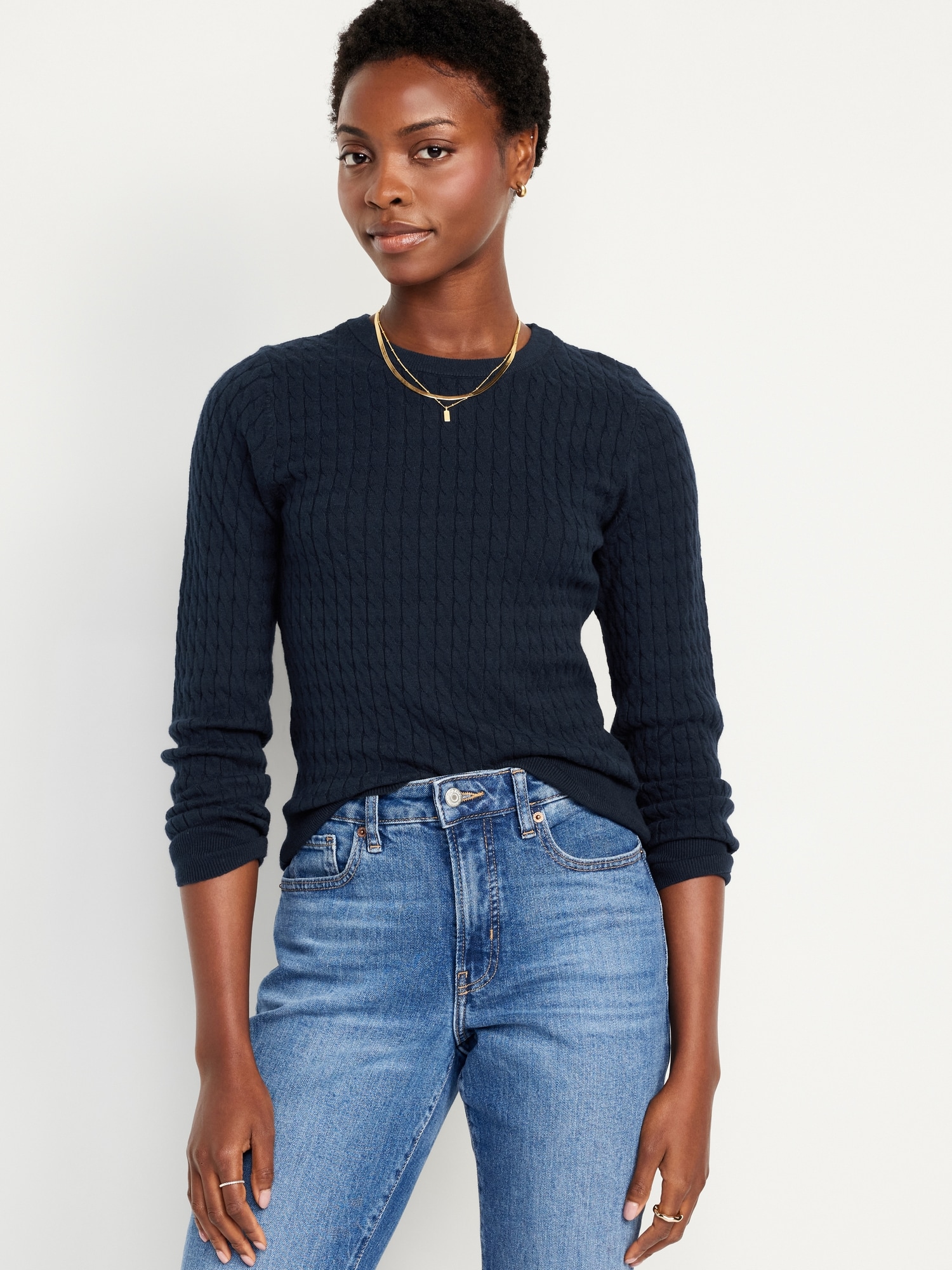 SoSoft Crew Neck Cable Sweater Old Navy