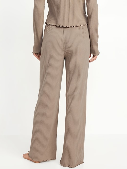 Image number 2 showing, High-Waisted Ribbed Pajama Pants