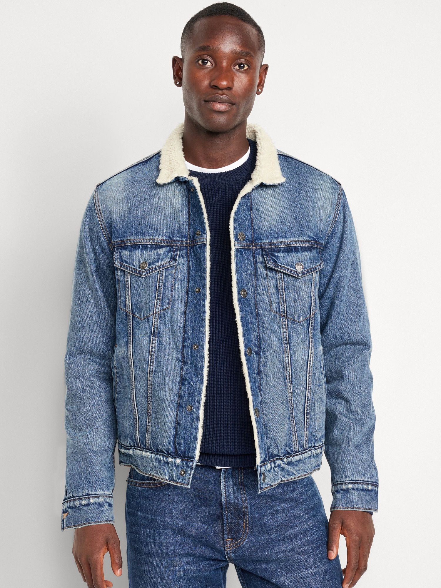 Mens fur lined denim jacket hotsell