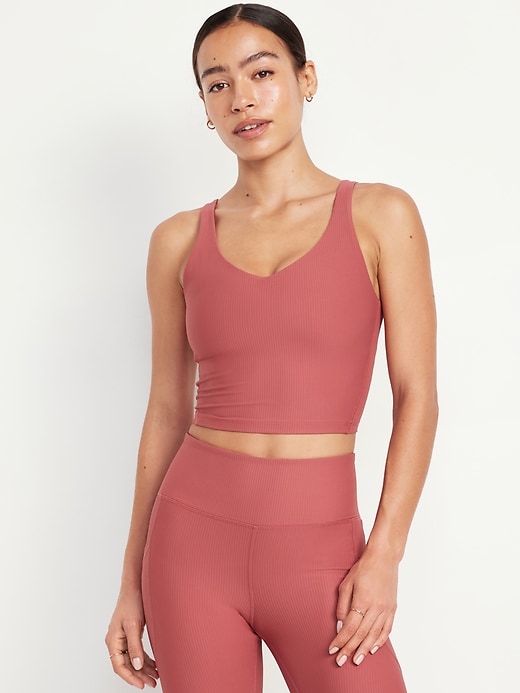 Image number 1 showing, Light Support PowerSoft Ribbed Longline Sports Bra