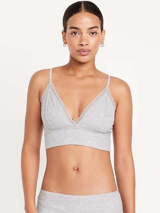 View large product image 1 of 8. Longline Waffle Bralette