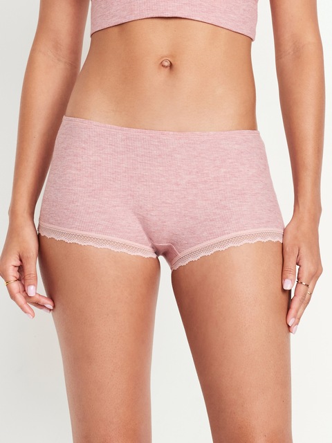 Mid-Rise Waffle Hipster Underwear - Red