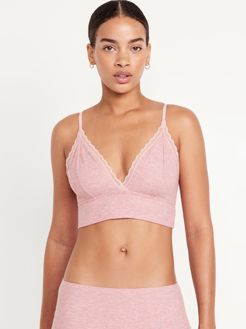 Longline Waffle Bralette - Light Pink