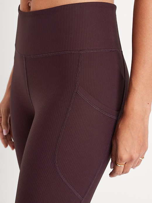 Image number 3 showing, High-Waisted PowerSoft Ribbed Leggings