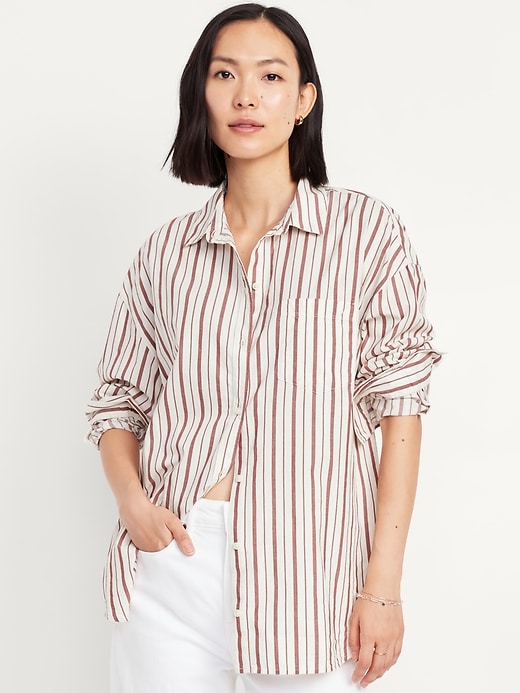 Image number 1 showing, Oversized Button-Down Boyfriend Shirt