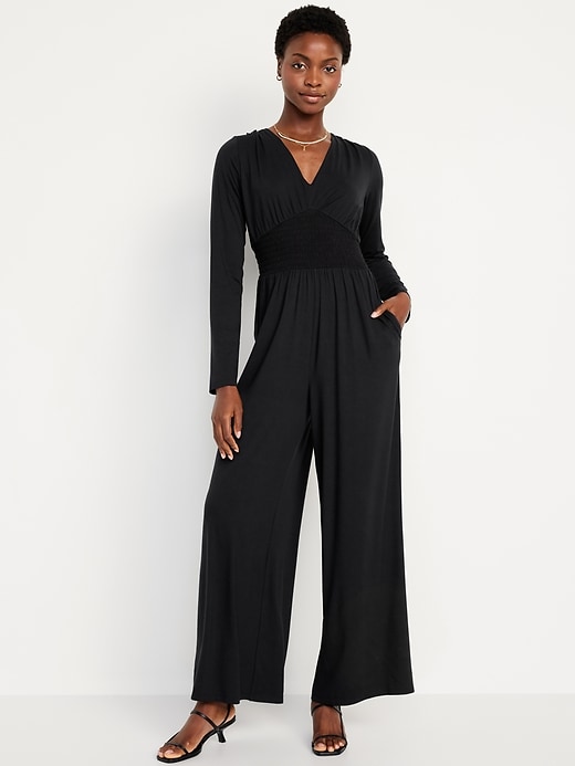 Image number 1 showing, Waist-Defined V-Neck Jumpsuit