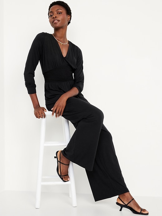 Waist-Defined V-Neck Jumpsuit | Old Navy