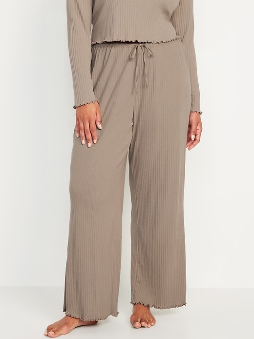 Image number 5 showing, High-Waisted Ribbed Pajama Pants