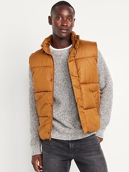 ジャケット・アウター double zip reverse puffy vest. / 46 TUVEKE Olive Green Mens Puffer Vest Sleeveless Zipper