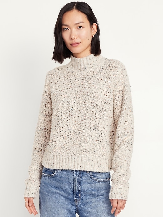 Image number 1 showing, Mock-Neck Crop Sweater