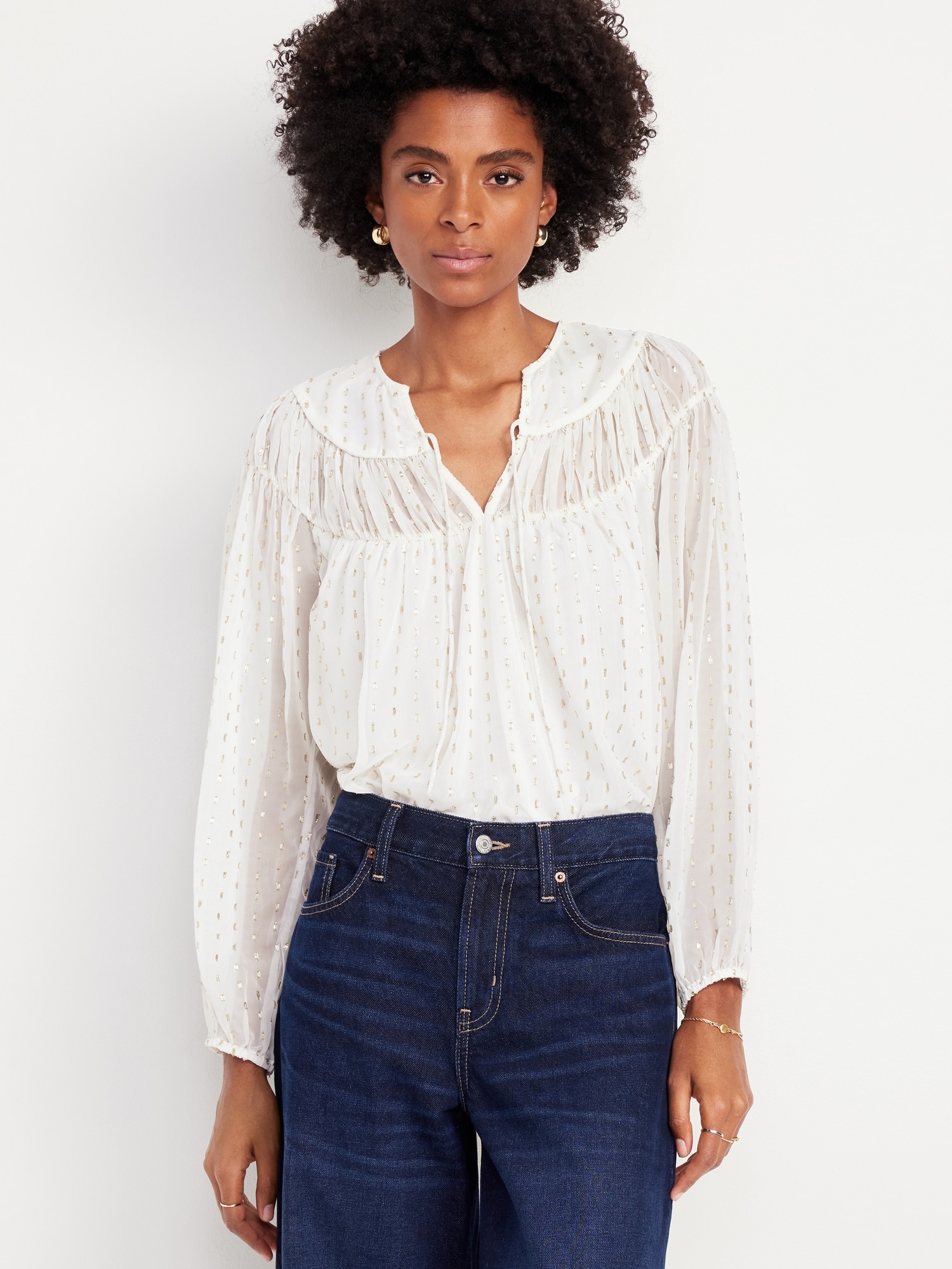 Split-Neck Chiffon Top - Multi