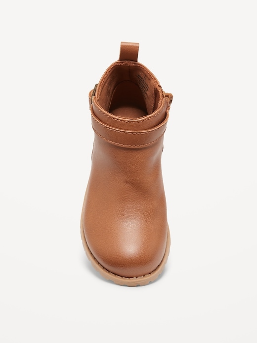 View large product image 2 of 4. Faux-Leather Buckled Side-Zip Boots for Toddler Girls