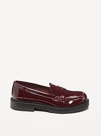 View large product image 3 of 4. Shiny Faux-Leather Chunky Heel Loafers for Toddler Girls