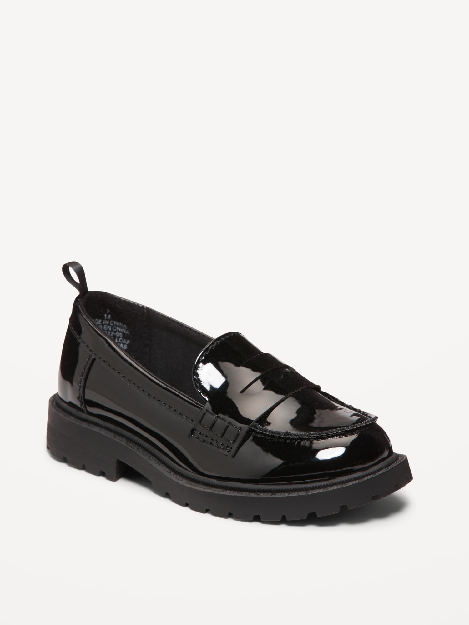 Shiny Faux-Leather Chunky Heel Loafers for Toddler Girls