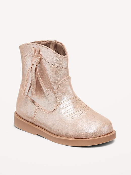 View large product image 1 of 4. Shiny Side-Zip Western Boots for Toddler Girls