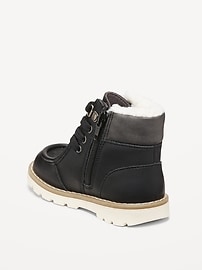 View large product image 3 of 4. Faux-Leather Side-Zip Lace-Up Boots for Toddler Boys