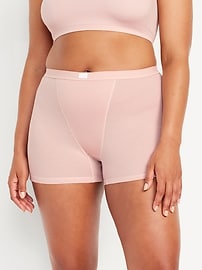 View large product image 5 of 8. High-Waisted Ribbed Boyshort Briefs -- 3-inch inseam