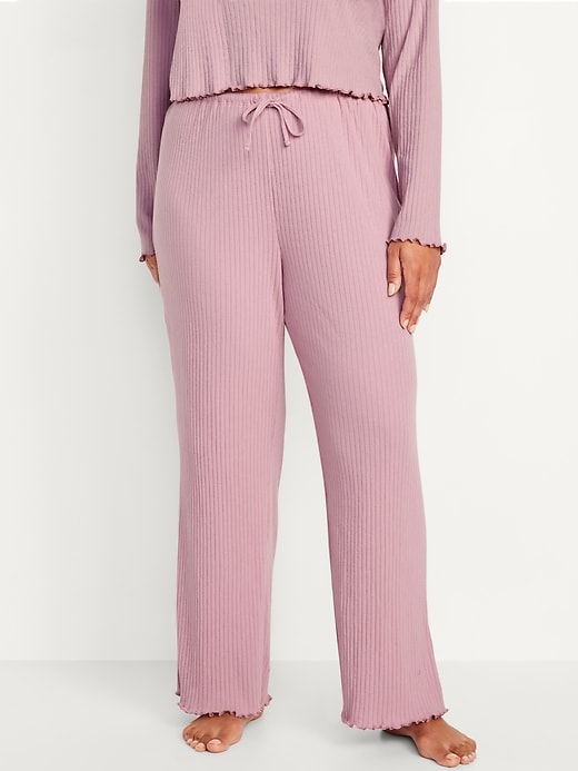 Image number 5 showing, High-Waisted Ribbed Pajama Pants