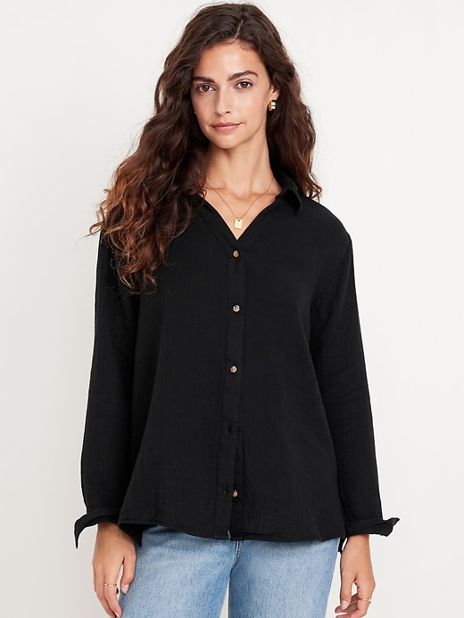 Image number 1 showing, Button-Down Boyfriend Shirt