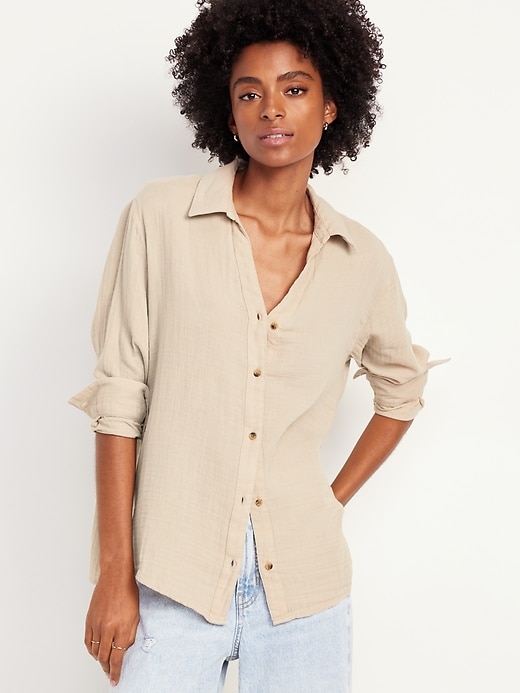 Image number 1 showing, Button-Down Boyfriend Shirt