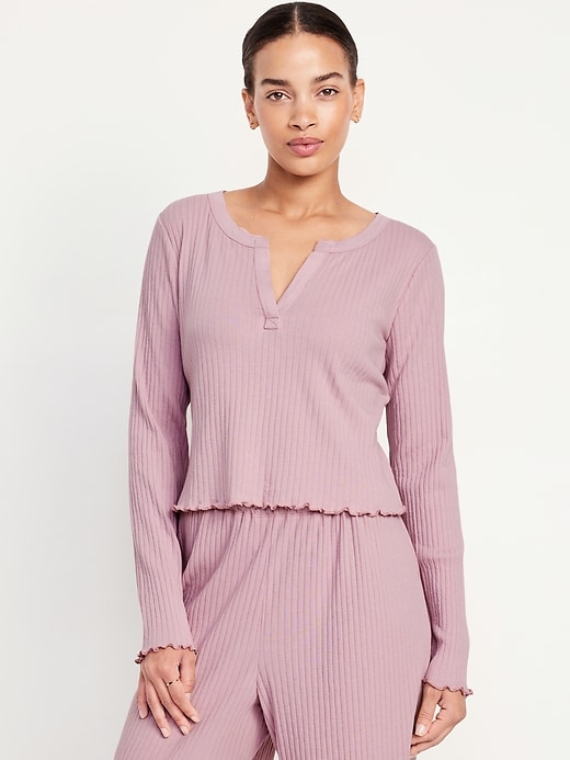 Image number 1 showing, Ribbed Pajama Top