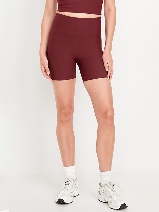 Image number 1 showing, High-Waisted PowerSoft Biker Shorts -- 6-inch inseam