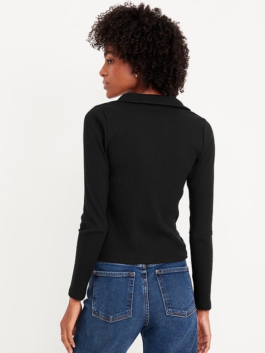 Image number 7 showing, Slim Ribbed Button-Down Top