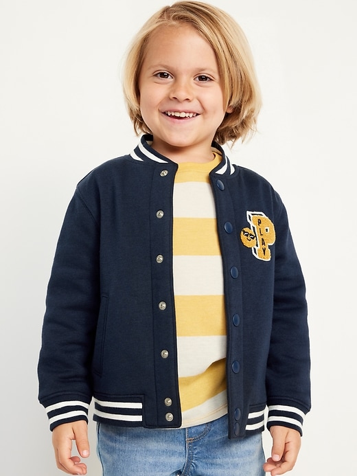 View large product image 1 of 3. Button-Front Graphic Bomber Jacket for Toddler Boys