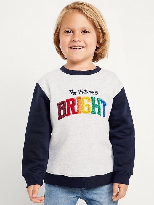 View large product image 1 of 3. Oversized Crew-Neck Embroidered Sweatshirt for Toddler Boys