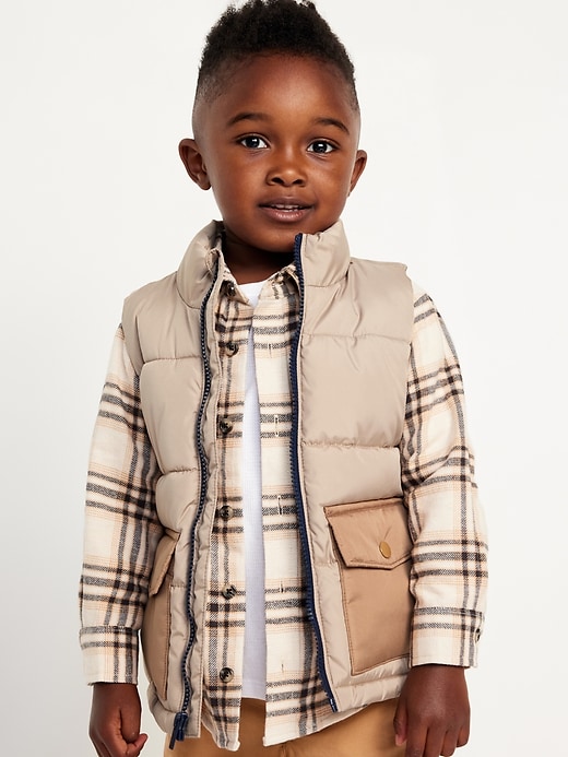 View large product image 1 of 2. Water-Resistant Quilted Utility Puffer Vest for Toddler