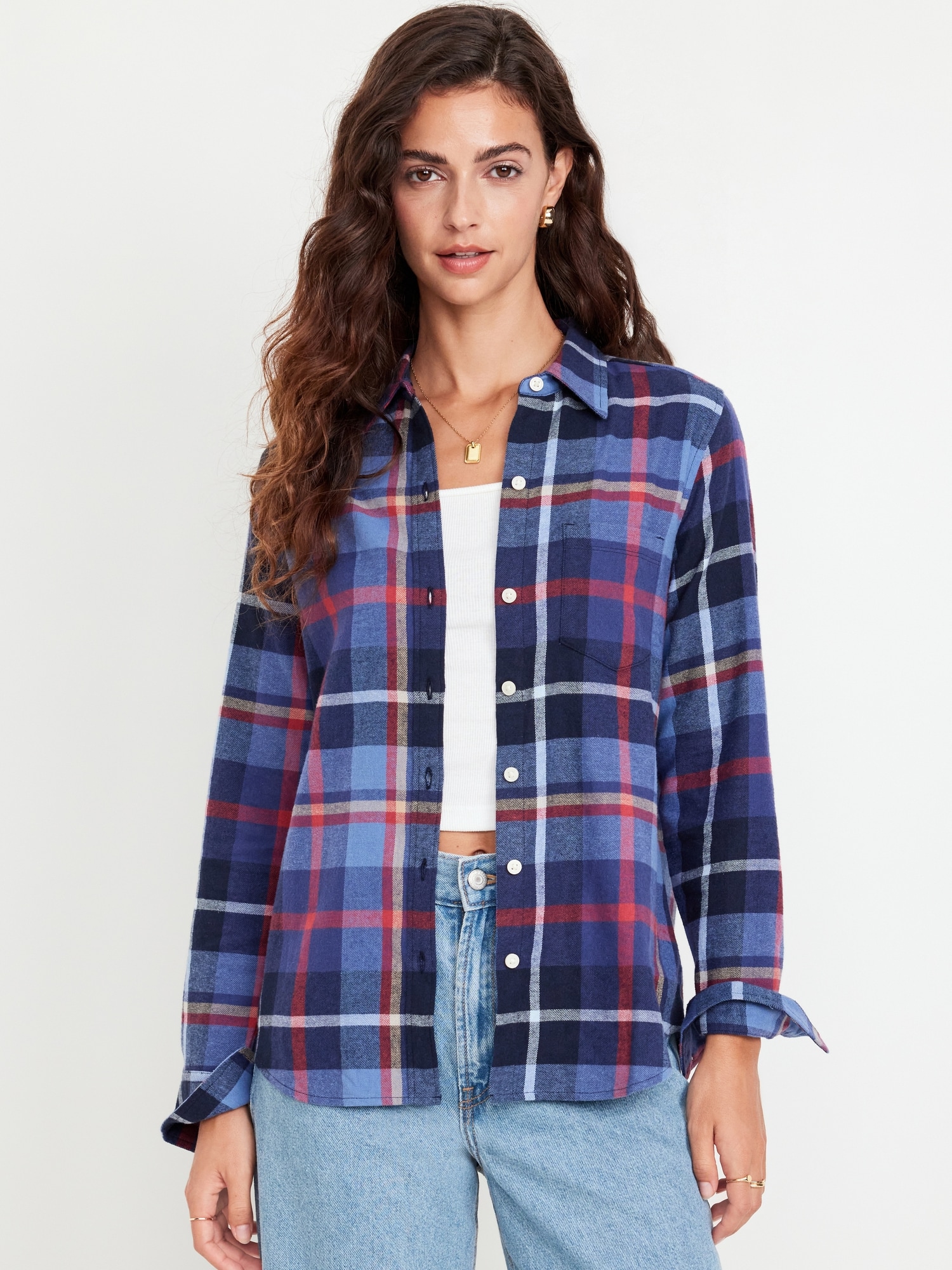 Navy blue flannel shirt womens hotsell