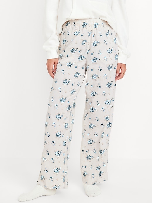 Image number 1 showing, High-Waisted Poplin Pajama Pant