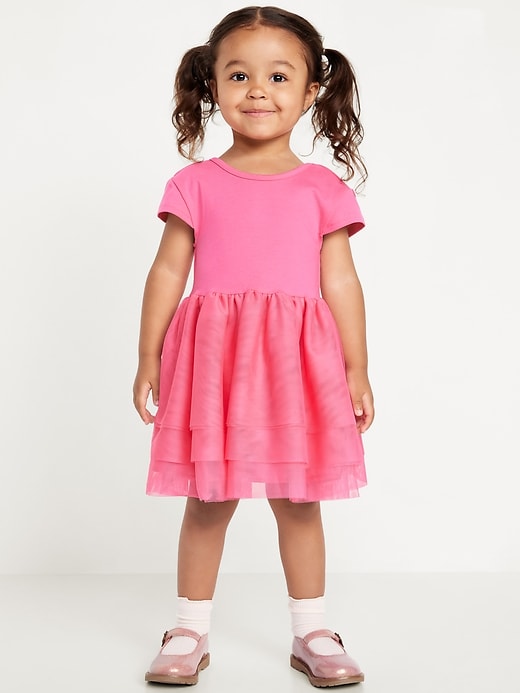 View large product image 1 of 2. Short-Sleeve Fit and Flare Graphic Tutu Dress for Toddler Girls