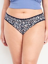 View large product image 7 of 8. High-Waisted Lace-Trim Bikini Underwear