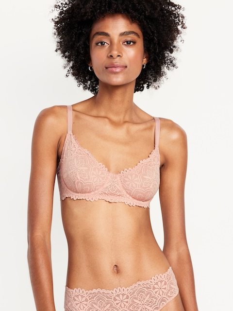 Lace Balconette Bra - Light Pink