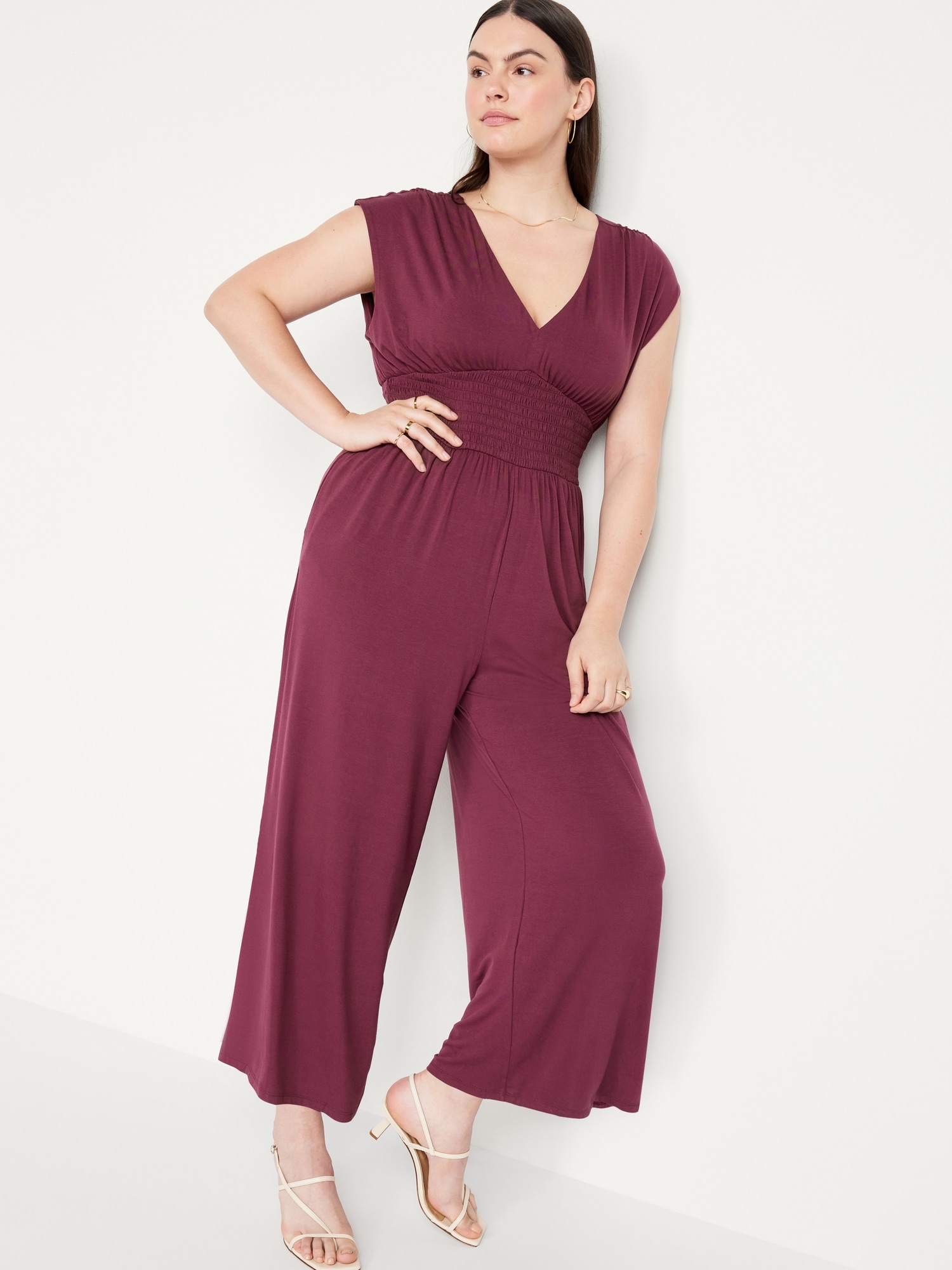 Waist-Defined Shirred Jumpsuit | Old Navy