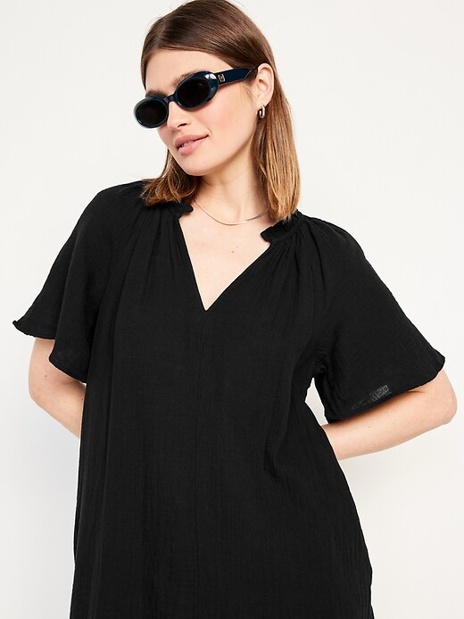 old navy women's split-neck crinkle gauze mini swing dress reviews Split-Neck Crinkle Gauze Mini Swing Dress
