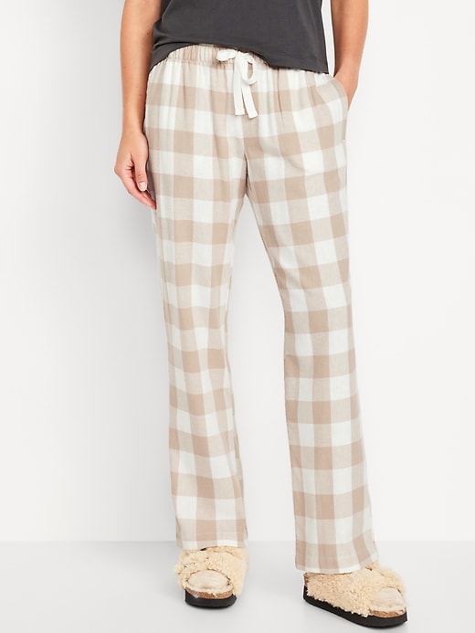 Image number 1 showing, Mid-Rise Flannel Pajama Pants for Women