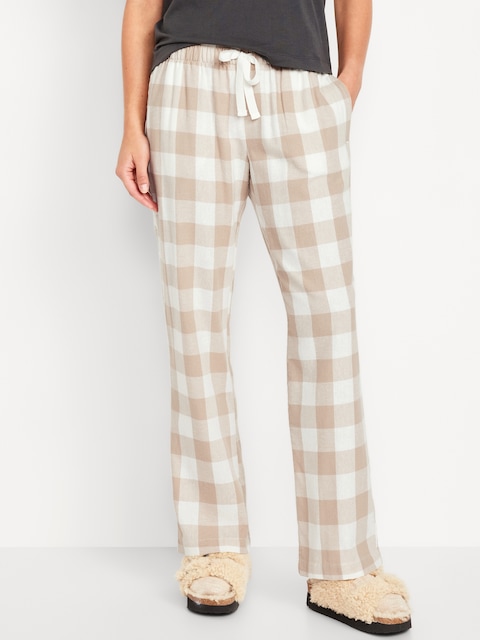 Mid-Rise Flannel Pajama Pants for Women - Neutral Buffalo (Match The Fam)