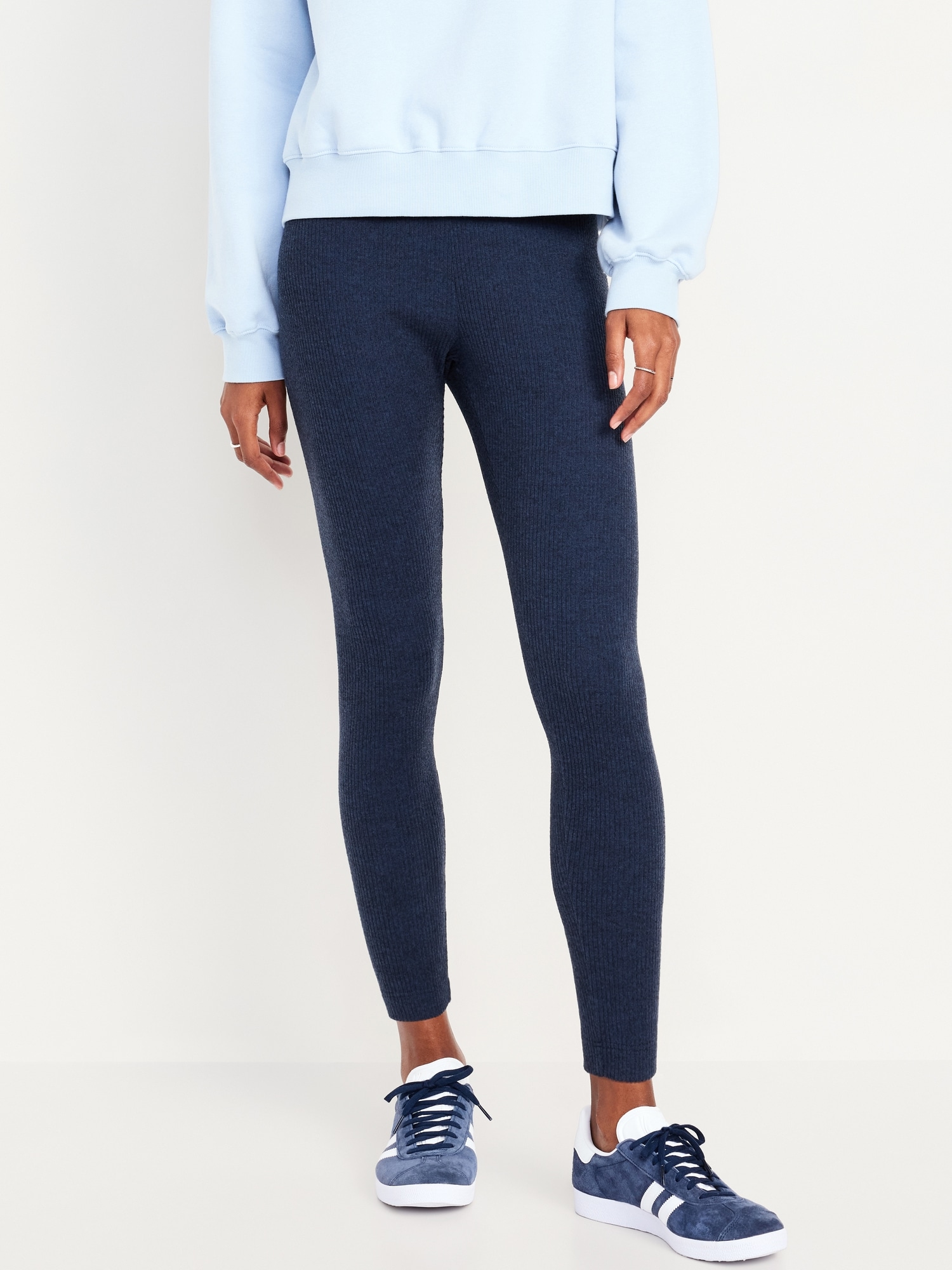 Navy ribbed leggings hotsell