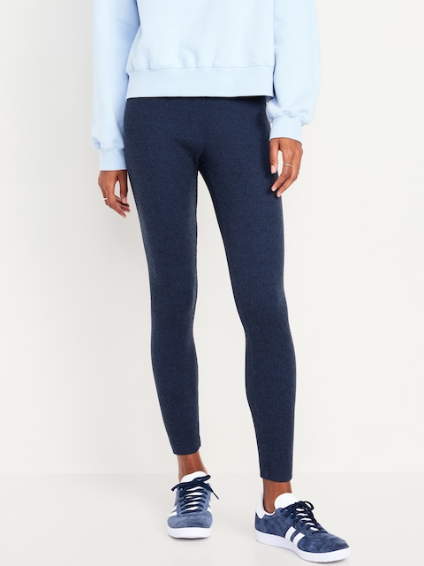 High-Waisted Ribbed Fashion Layering Leggingss