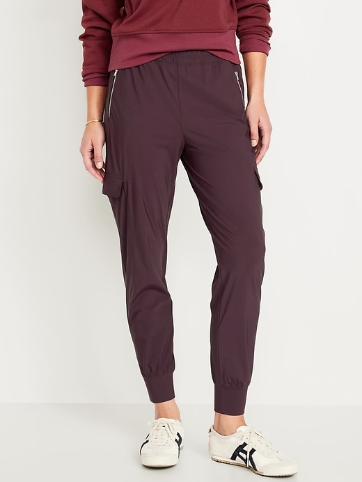 Image number 1 showing, High-Waisted SleekTech Cargo Joggers