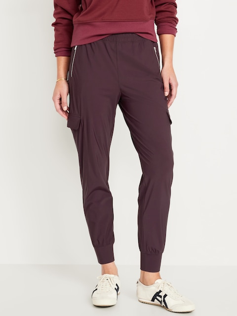High-Waisted SleekTech Cargo Joggers - Boxwood