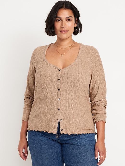 Image number 7 showing, Button-Down Pointelle Top