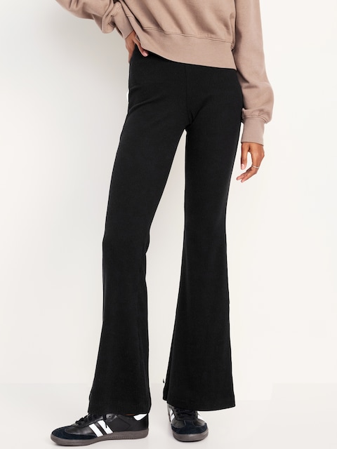 High-Waisted Ribbed Fashion Flare Leggings