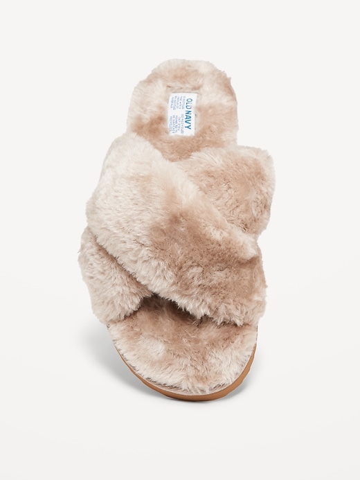 Image number 8 showing, Faux-Fur Cross-Front Slippers