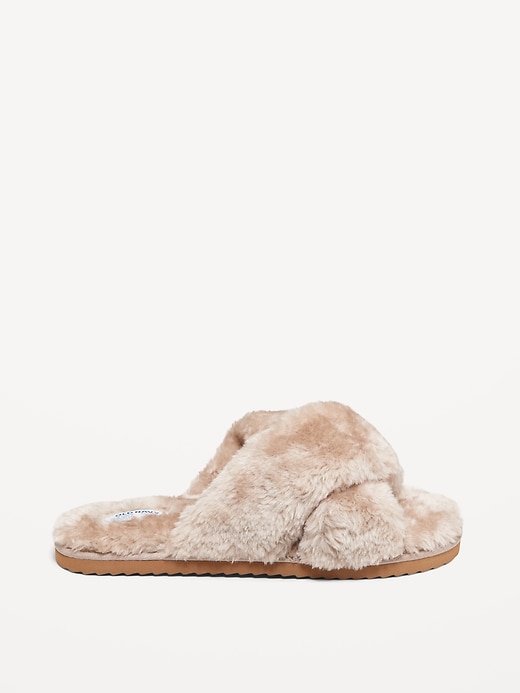 Image number 3 showing, Faux-Fur Cross-Front Slippers