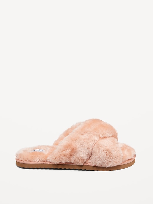 Image number 3 showing, Faux-Fur Cross-Front Slippers