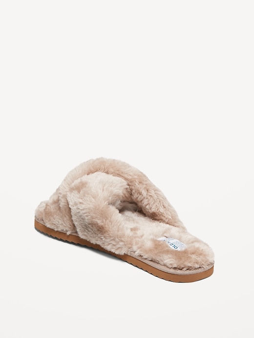 Image number 4 showing, Faux-Fur Cross-Front Slippers